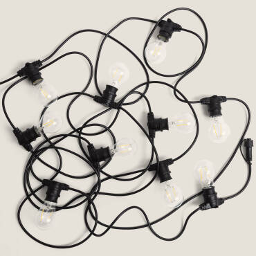 Kit Guirlande Lumineuse Extérieure IP44 10m Noire + 10 Ampoules Filament LED B22 2W A60 3000K