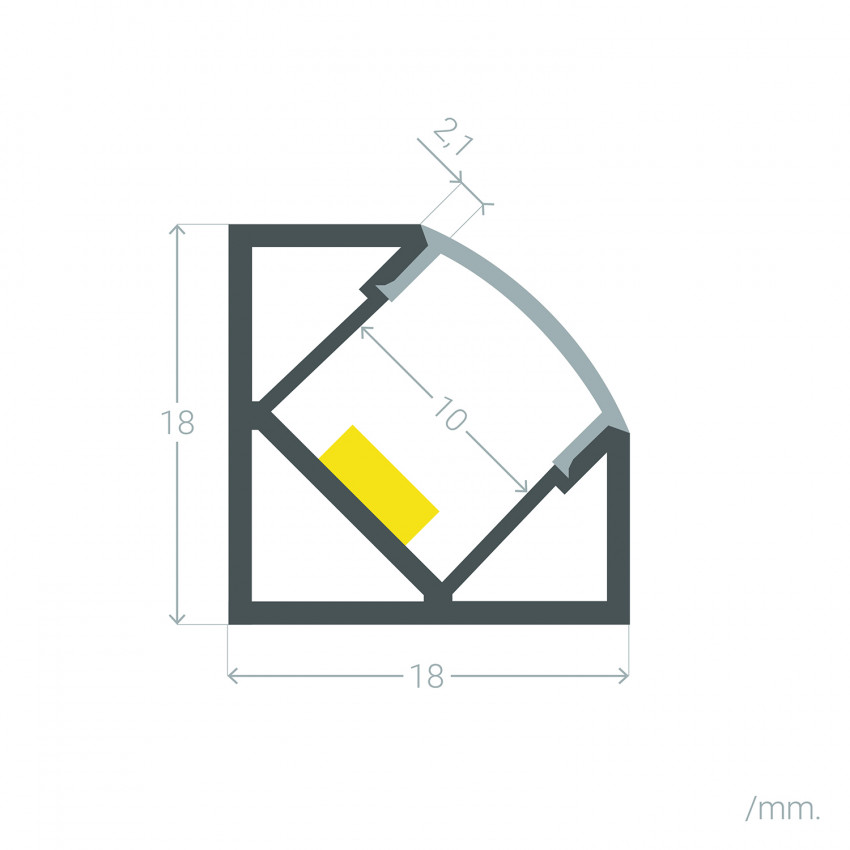 Perfil de Aluminio 1m para Tira LED 12V P5-2