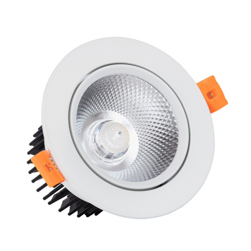 Spot LED Downlight COB Orientable Rond 12W Blanc Coupe Ø 90mm No Flicker 