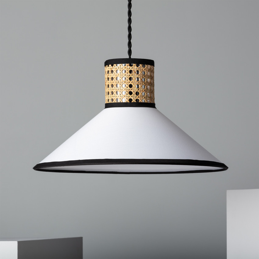 Suspension Tissu et Rotin May