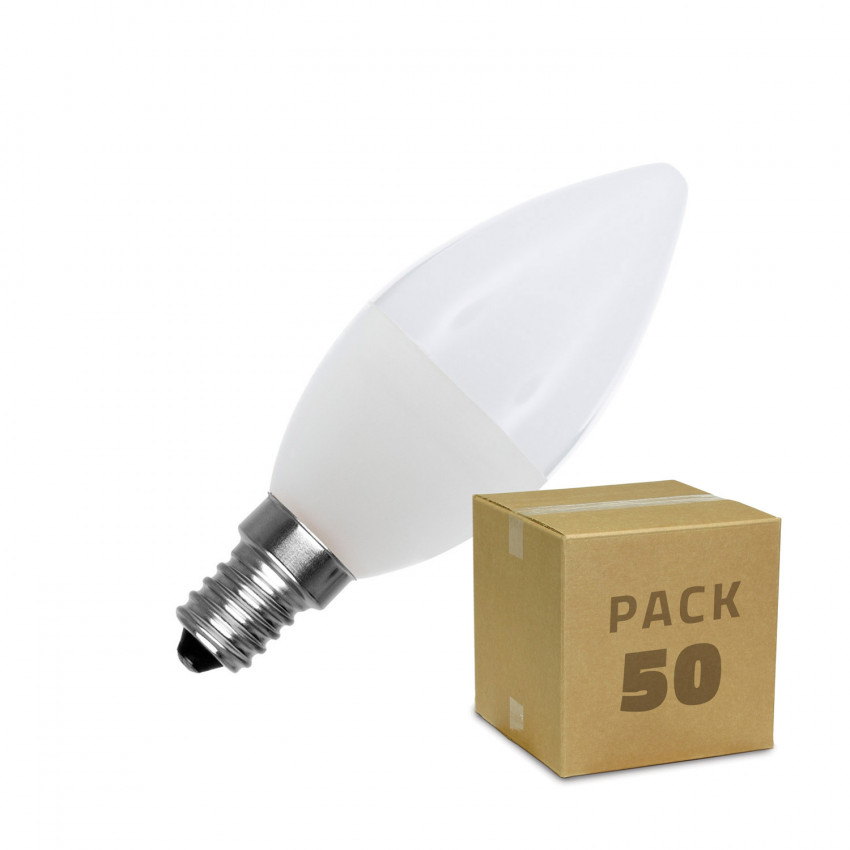 Boîte de 50 Ampoules LED E14 C37 5W Blanc Chaud