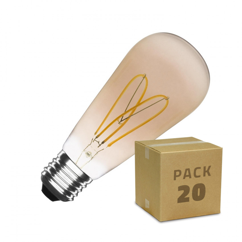 Boîte de 20 Ampoules LED E27 Filament Dimmable 4W ST64 Gold Big Lemon Blanc Chaud