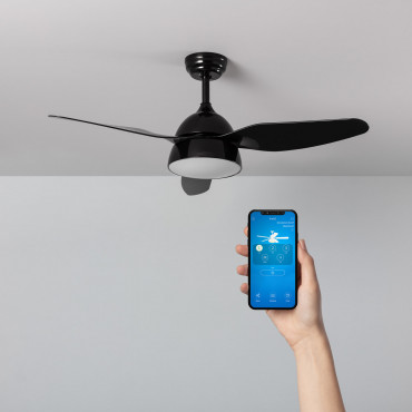 Ventilateur de Plafond LED New Industriel Noir 116cm Moteur AC WiFi