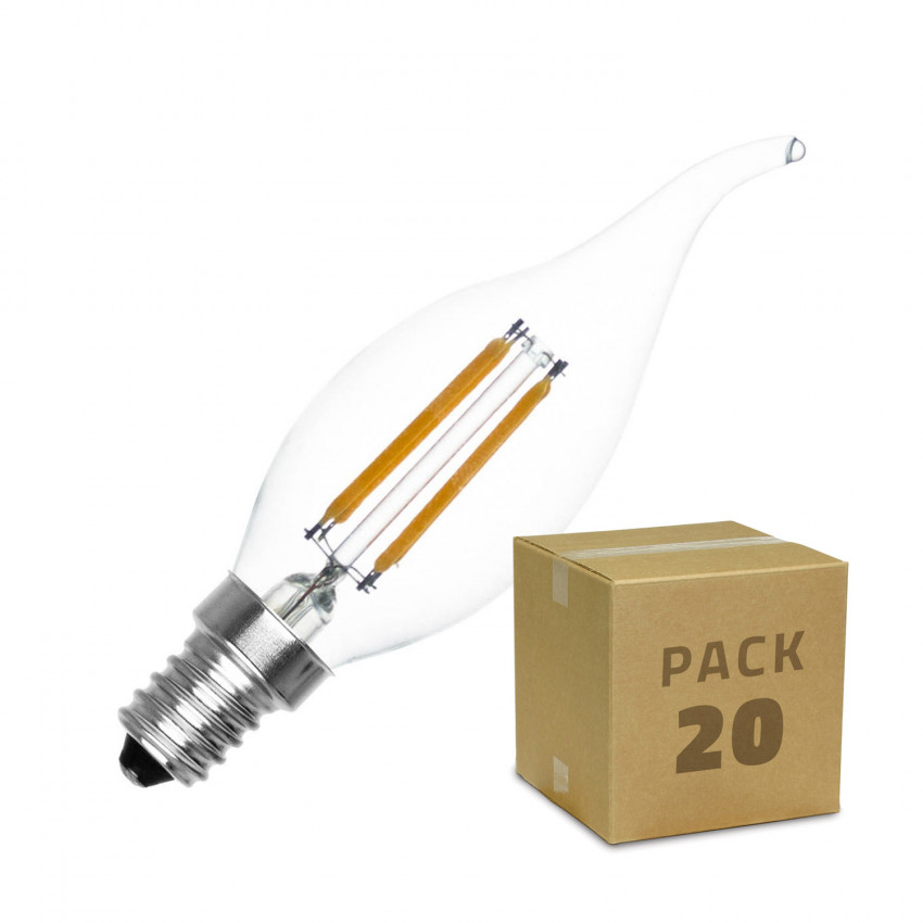 Boîte de 20 Ampoules LED E14 Dimmable Filament Murano C35T 4W Blanc Chaud
