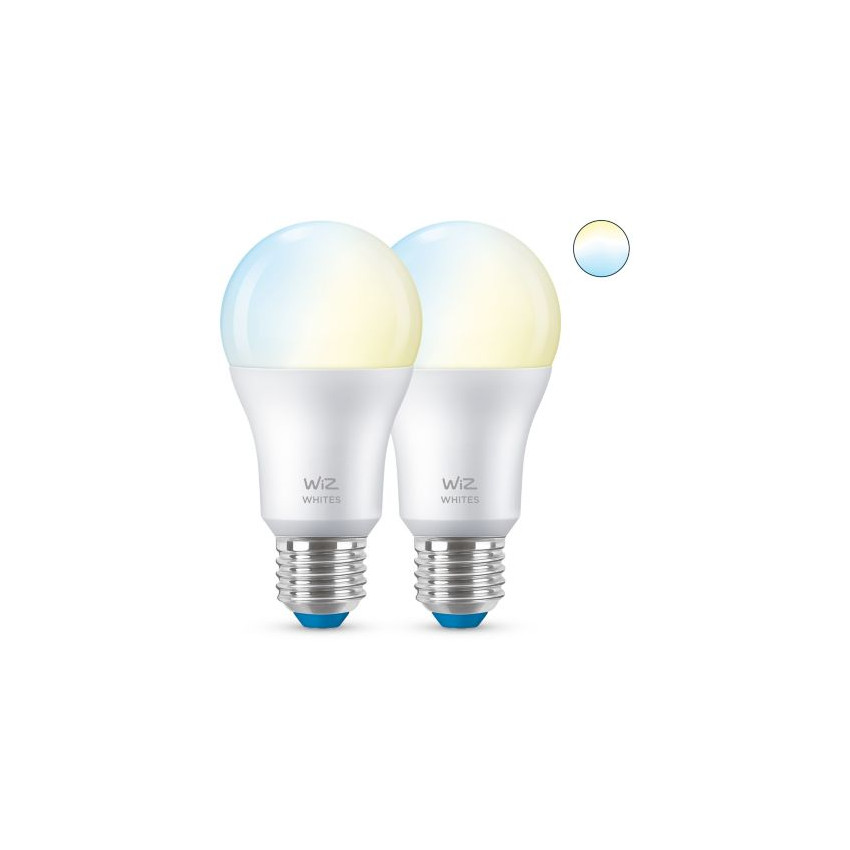 Pack 2 Ampoules LED Smart WiFi + Bluetooth E27 A60 CCT Dimmable WiZ 8W