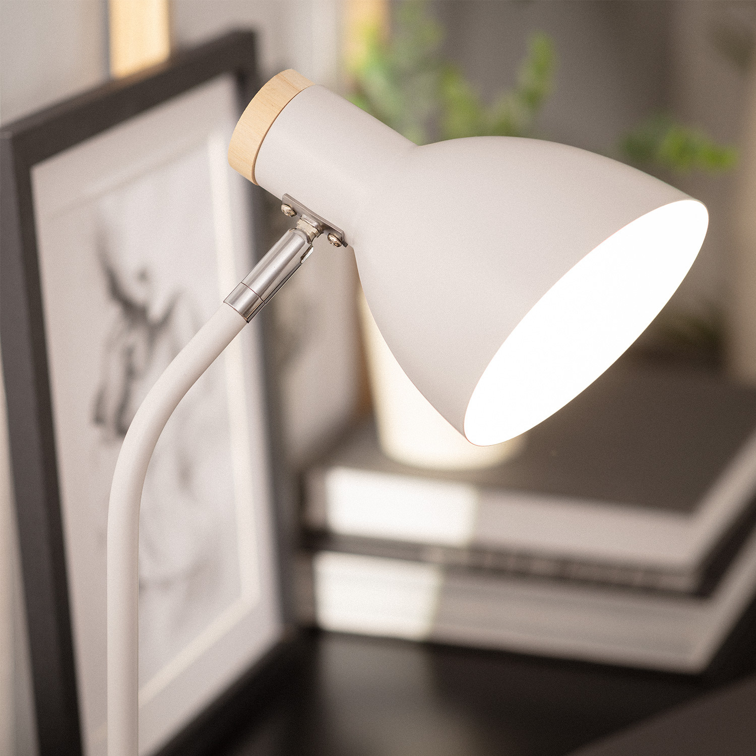 Trango TG2018-04W Lampe de table design Lampe de chevet lampe de bureau Lampe Maison Blanche avec écran en tissu en blanc pour ampoules LED E14 