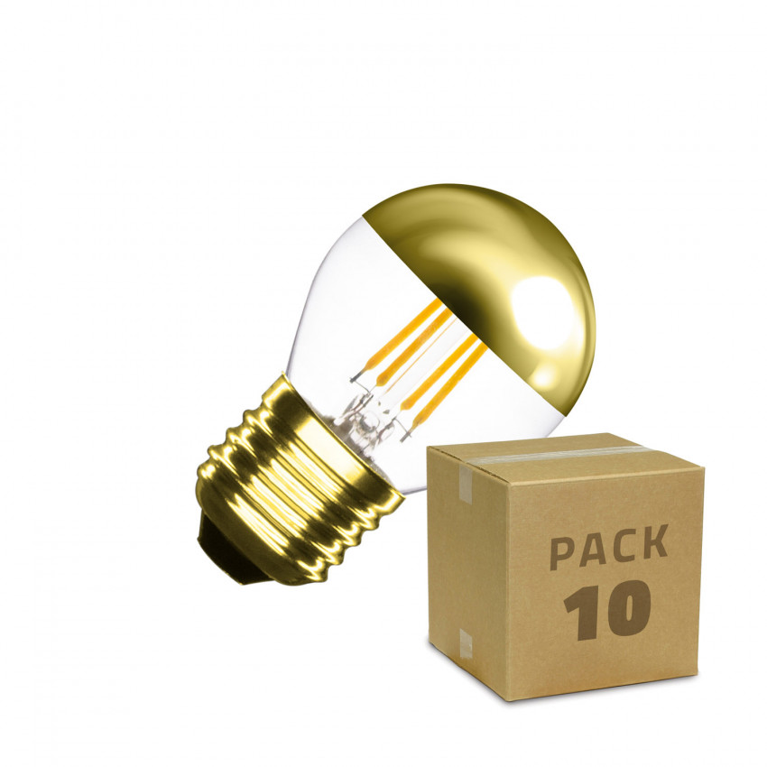Boîte de 20 Ampoules LED E27 Dimmable Filament Gold Reflect Small Classic G45 4W Blanc Chaud