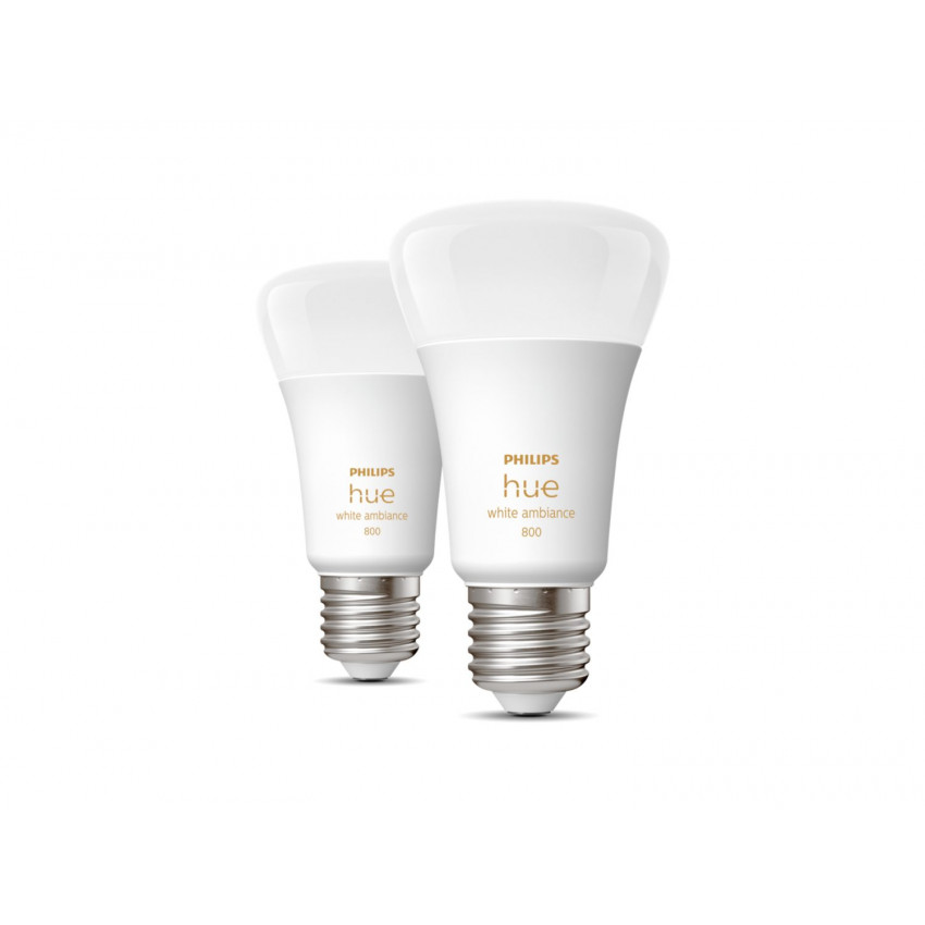 Pack 2 Ampoules LED Intelligentes E27 6W 570 lm A60 PHILIPS Hue White