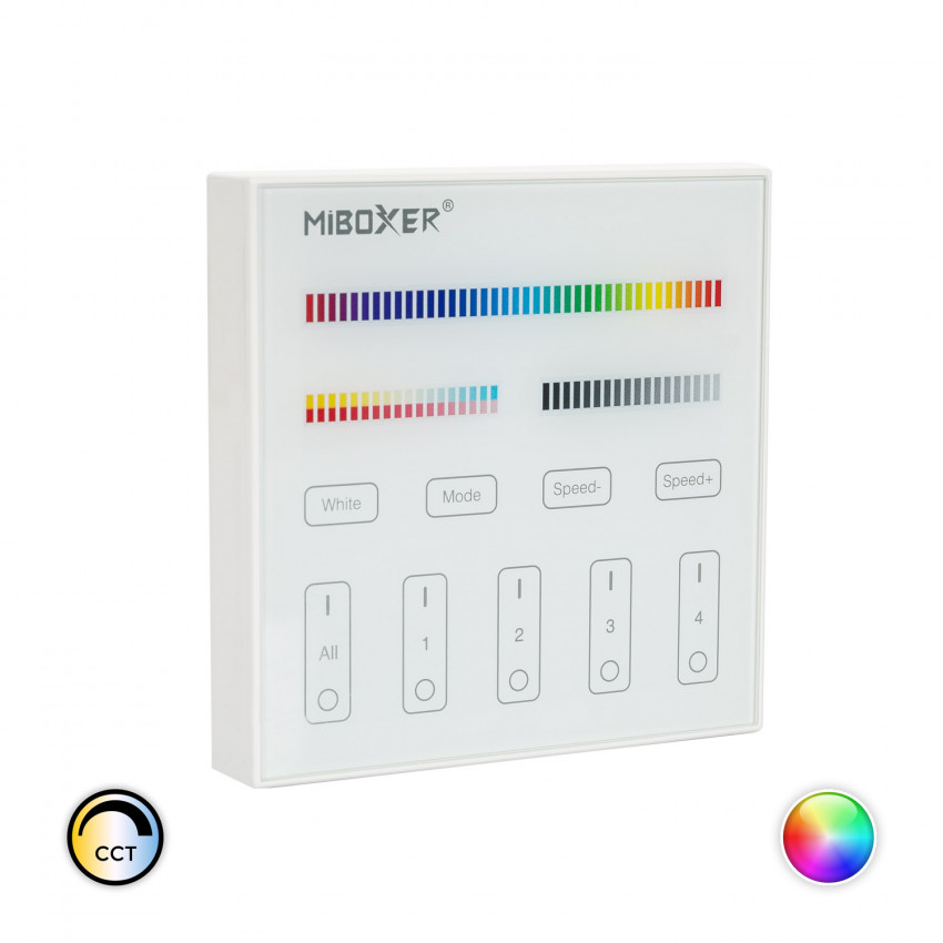 Télécommande Murale RF pour Variateur LED RGB + CCT 4 Zones MiBoxer B4 
