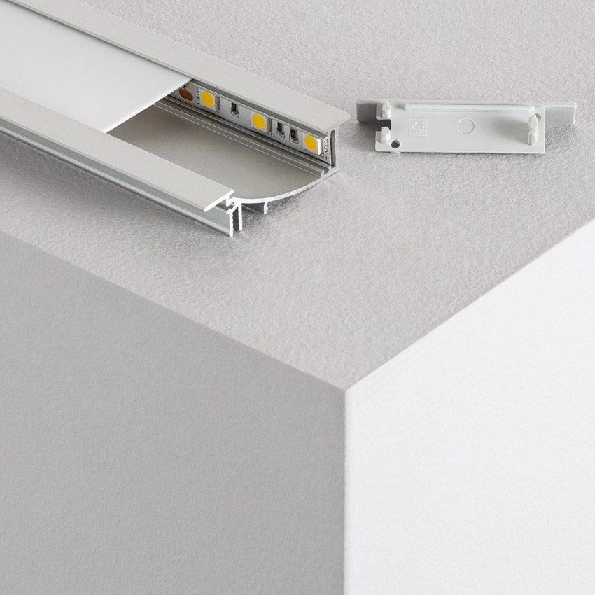 Profilé Aluminium Encastrable 1m Lumière Diffuse pour Rubans LED  jusqu'à 10mm 