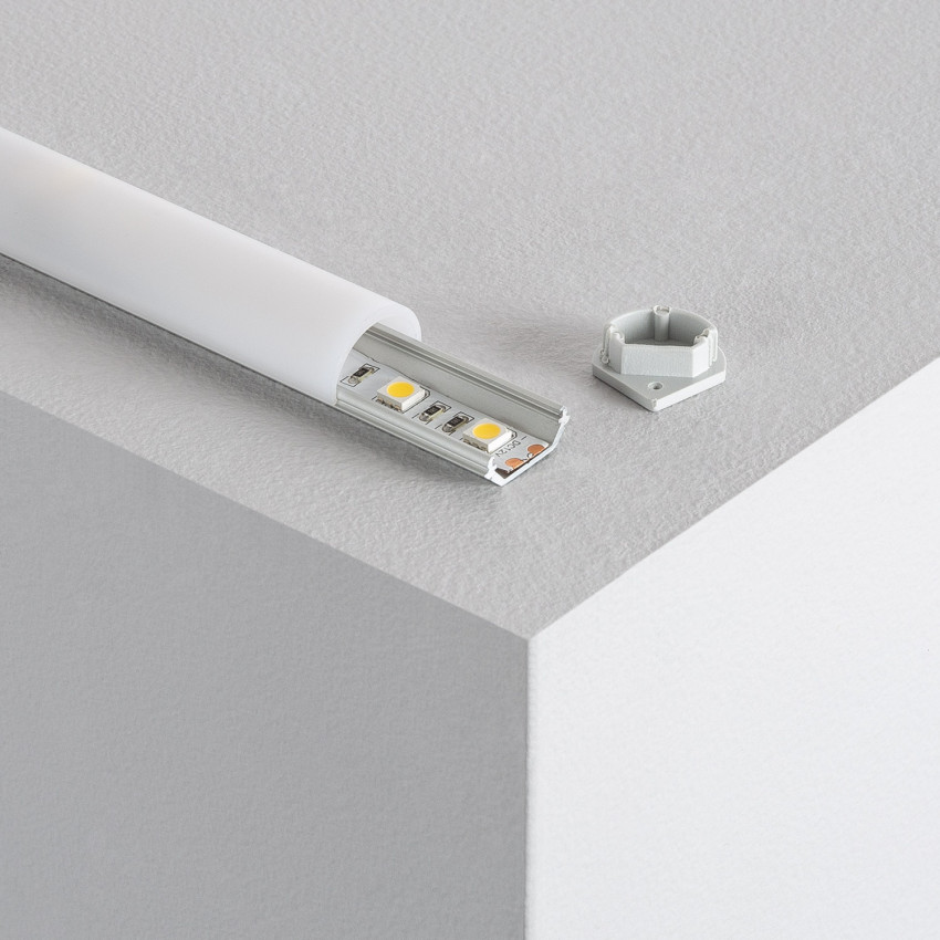 Profilé Aluminium Angle 1m avec Capot Rond pour Rubans LED  jusqu'à 10mm 