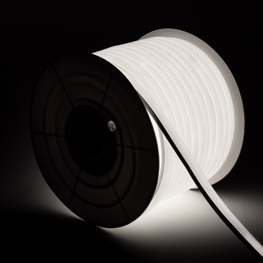 Bobine Gaine Néon LED Flexible Dimmable 7.5W/m 220V AC 120 LED/m 50m Semi-circulaire 180° Blanc Froid IP67 Coupe Tous les 100cm 