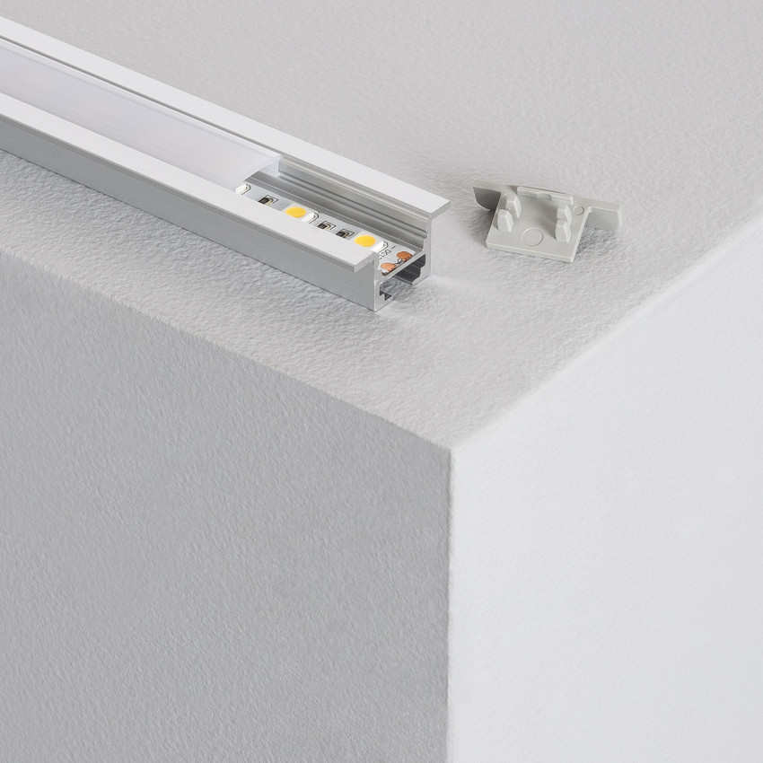 Profilé Aluminium Encastré Plafond avec Clips 1m pour Rubans LED jusqu'à 12mm