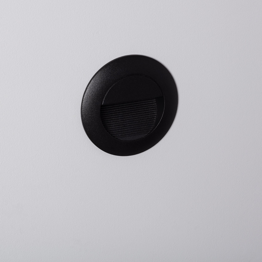 Balise LED Extérieure 3W Encastrable au Mur Ronde Wabi Noire 