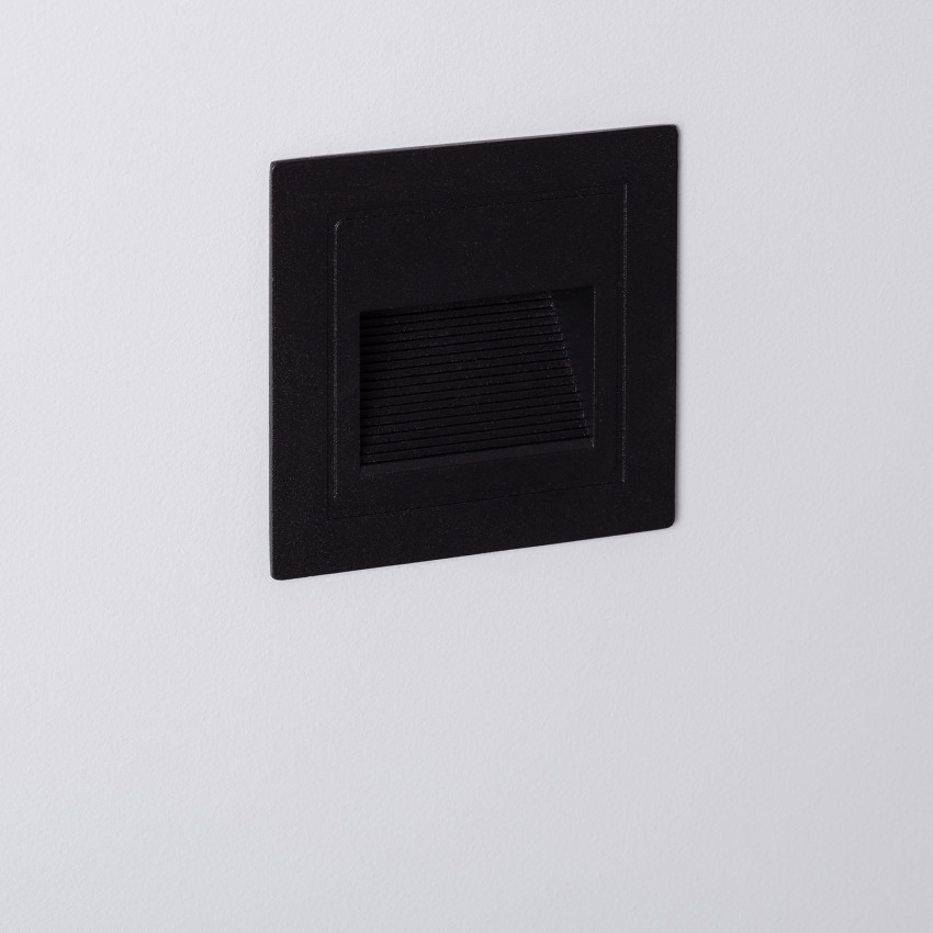 Balise LED Extérieure 3W Encastrable au Mur Carée Wabi Noire 
