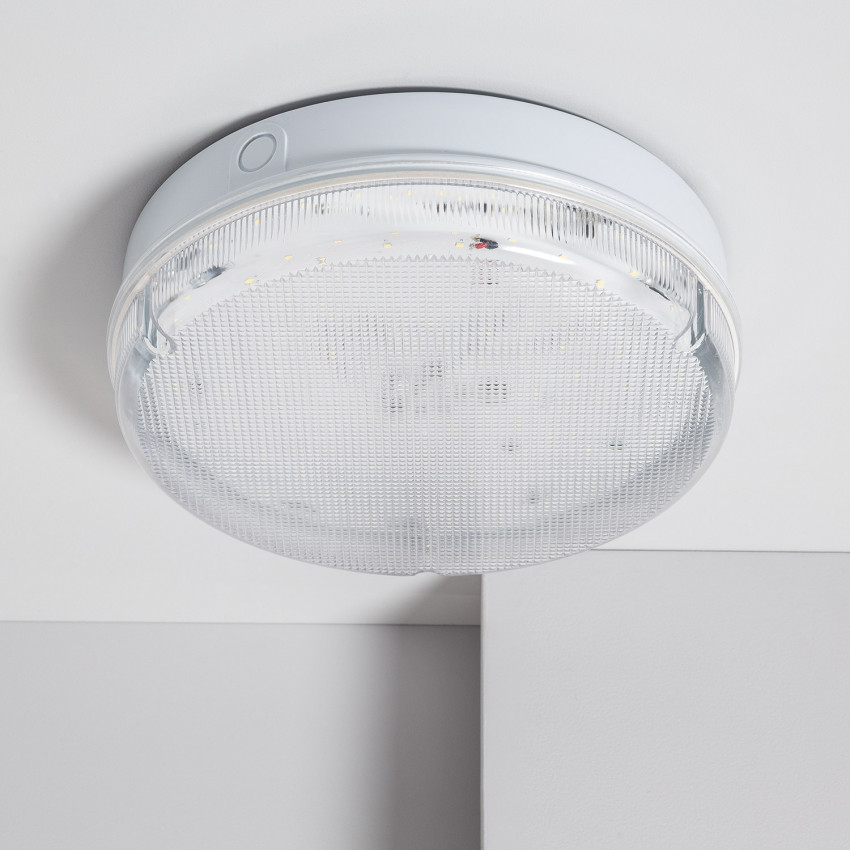 Plafonnier LED Extérieur Rond 24W Hublot Transparent IP65 Ø285 mm avec Éclairage de Sécurité Non Permanent 