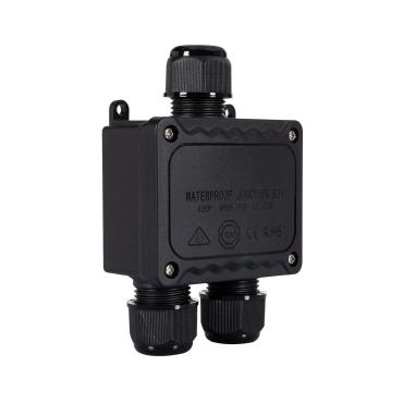 Boîte de Dérivation Étanche en "I" 130x83x45mm 3 Cônes IP68 Noir
