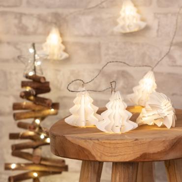 Guirlande Lumineuse LED Sapin Papier à Piles 2.1m 3000K