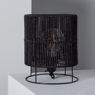Lampe à Poser Papier Tressé Khalo Noir