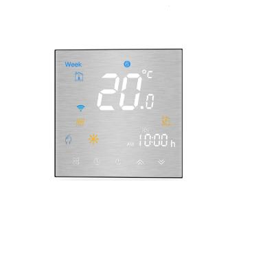 Thermostat WiFi Programmable Métallique pour Chauffage Argent