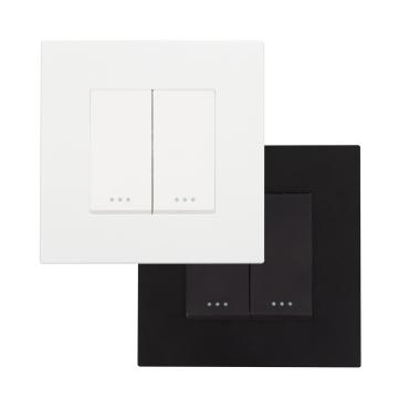 Interrupteur Double Bouton-Poussoir avec Cadre PC Modern Noir