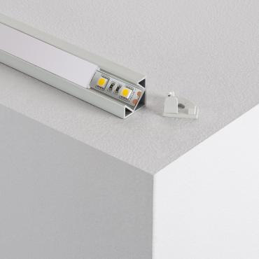 Profilé Aluminium Plat d'Angle 1m pour Rubans LED jusqu'à 10mm Capot transparent