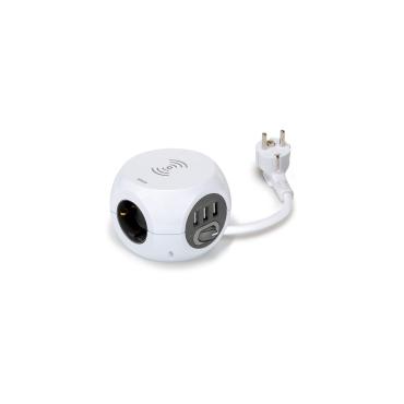 Bloc Multiprise Combiball avec chargement à Induction 3 Prises Type F Schuko + 3 USB-A 1.4m SIMON BM516302 Blanc