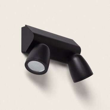 Abel Large 12W 2 Spotlight Aluminium Outdoor LED Wall Lamp - White