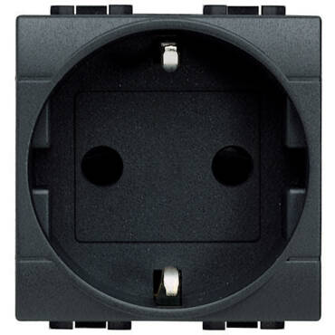 BTicino Living Light 16A 250V AC  2P+T 2 Module Screw Connection Current Base L4141 - Antharacite