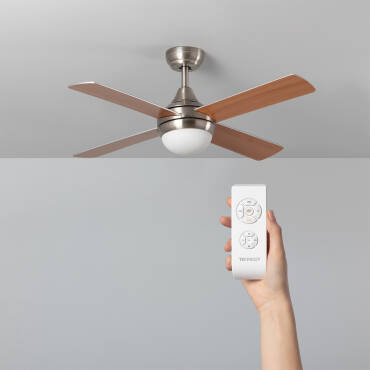 Navy Wooden LED Ceiling Fan 110cm - Natural