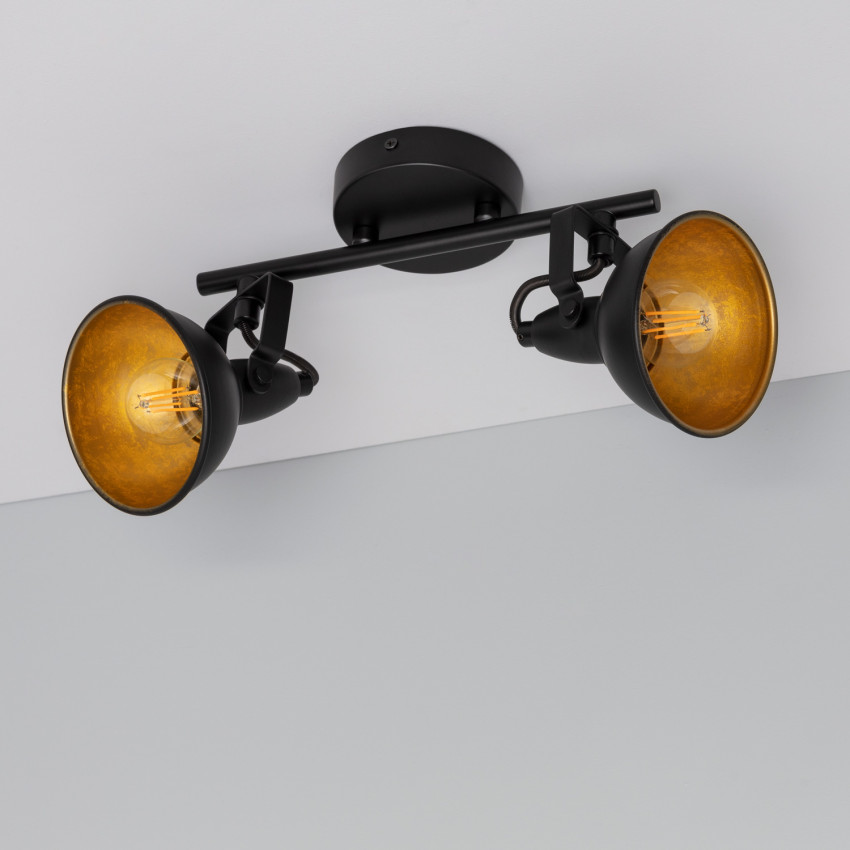 Emer Adjustable Metal 2 Spotlight Black Ceiling Lamp