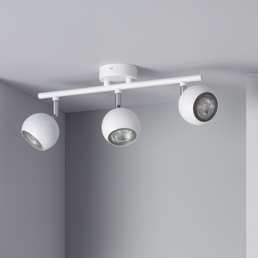 Ates Adjustable Aluminium 3 Spotlight Black Ceiling Lamp