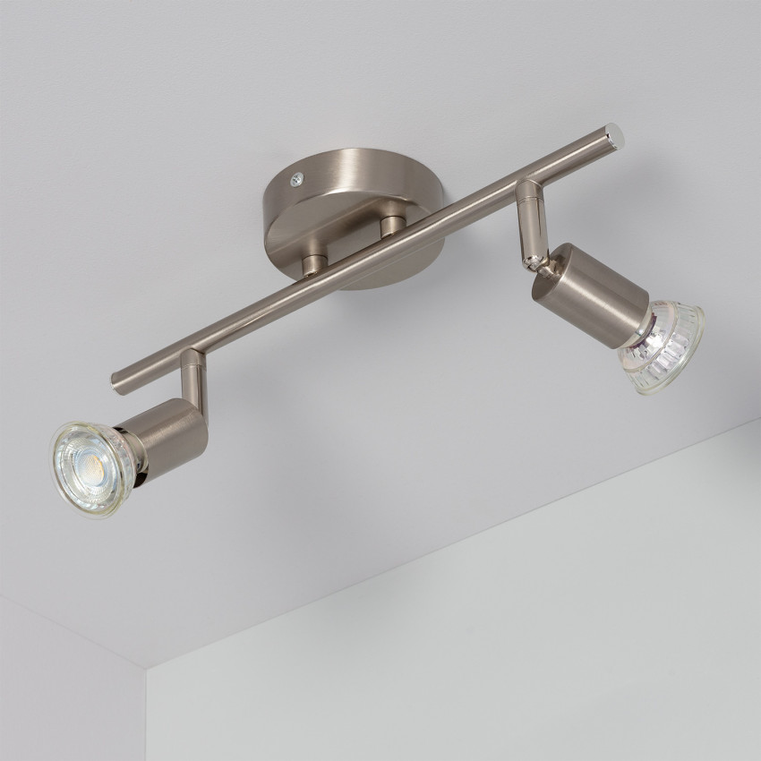 Oasis Adjustable Aluminium 2 Spotlight Ceiling Lamp in Silver