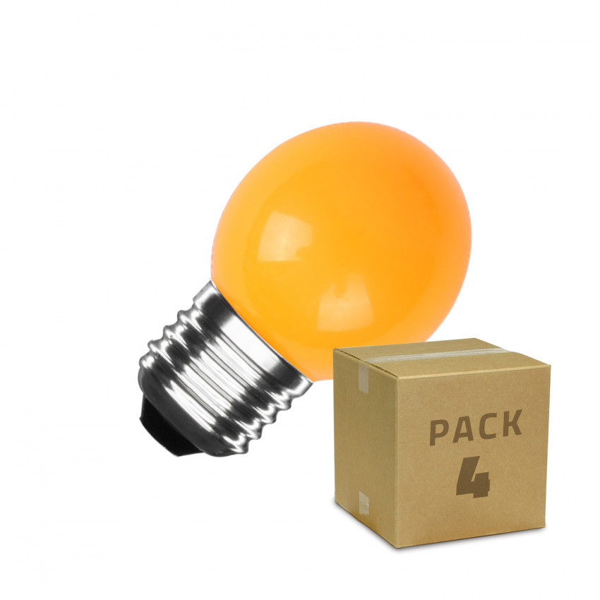 Pack of 4  E27 G45 3W LED Bulb Orange 