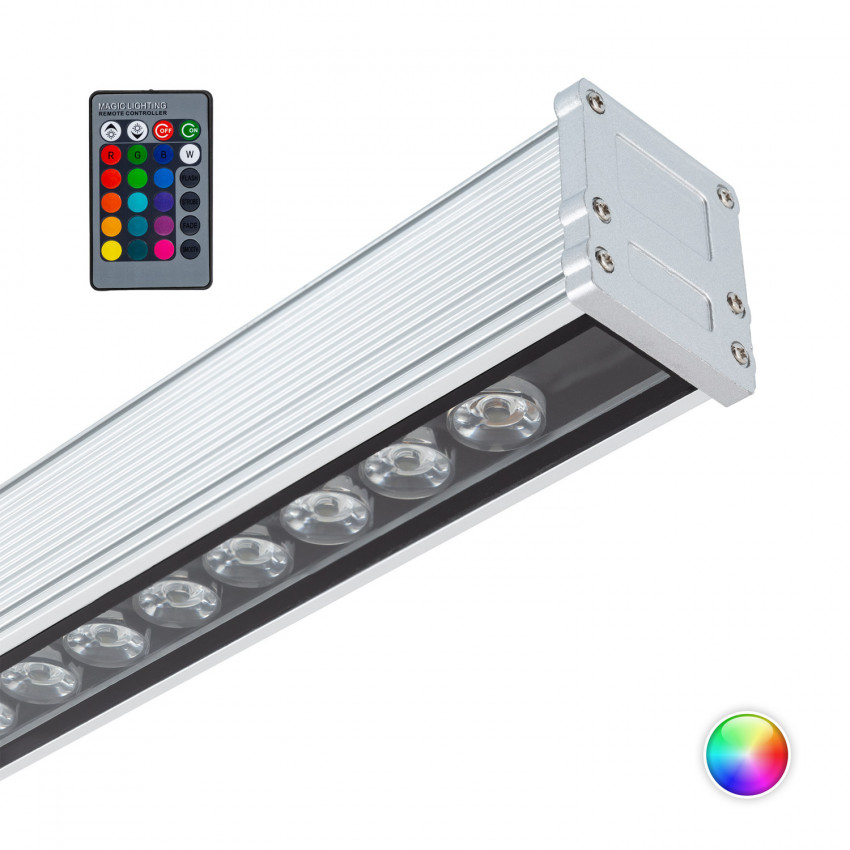 30º 36W LED Wall Washer Light Bar RGB 1000mm IP65 Silver