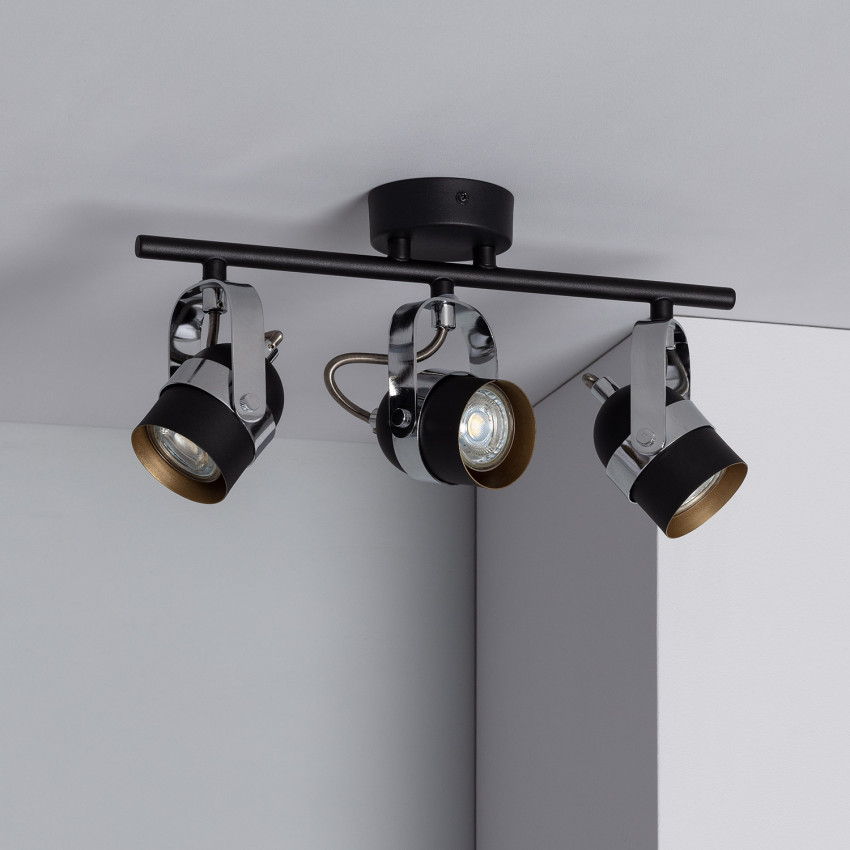 Sinner Adjustable Aluminium 3 Spotlight Ceiling Lamp in Black