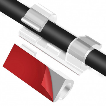 Pack 20 Self-adhesive Clip Organiser For Cable Ø 10mm - Transparent