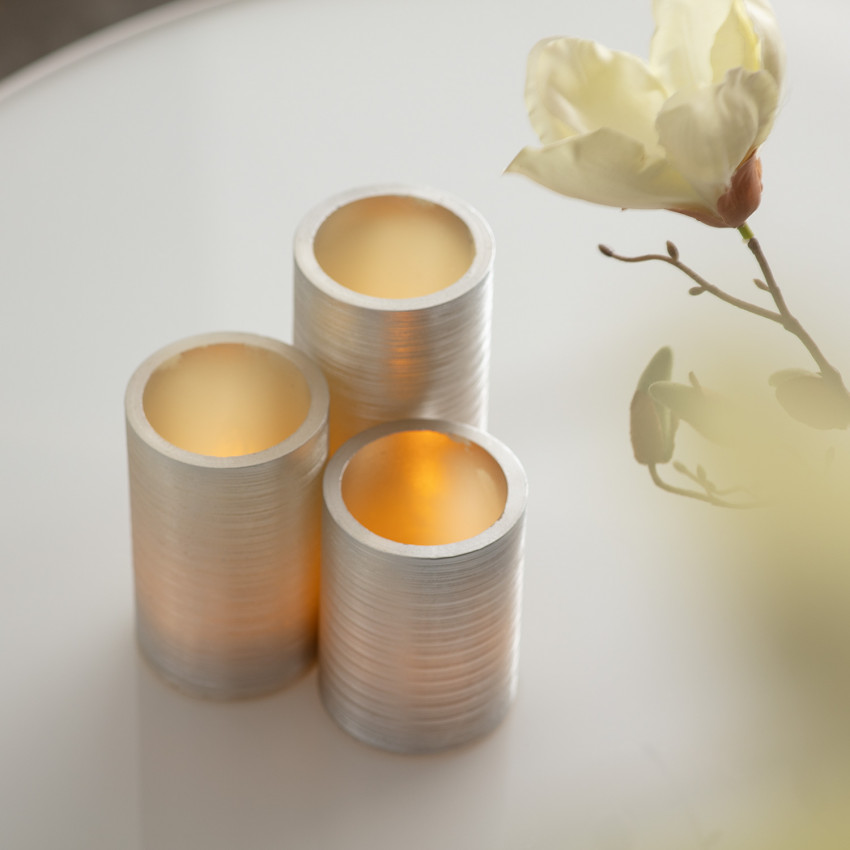 Pack de 3 Velas Color Plata Special Flame