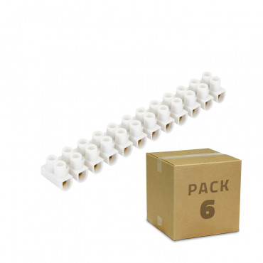 Pack of 6 Power strip with 12 White Electrical Cable Connectors - 6 mm