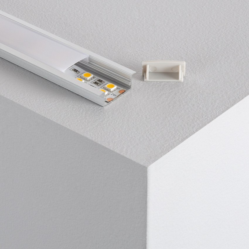 Recessed Aluminium Profile with Continuous Cover for Double Length LED Strip