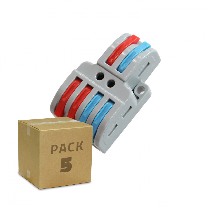Pack 5 Quick Connectors 4 Inputs and 2 Outputs SPL-42 for Electrical Cable 0.08-4mm²