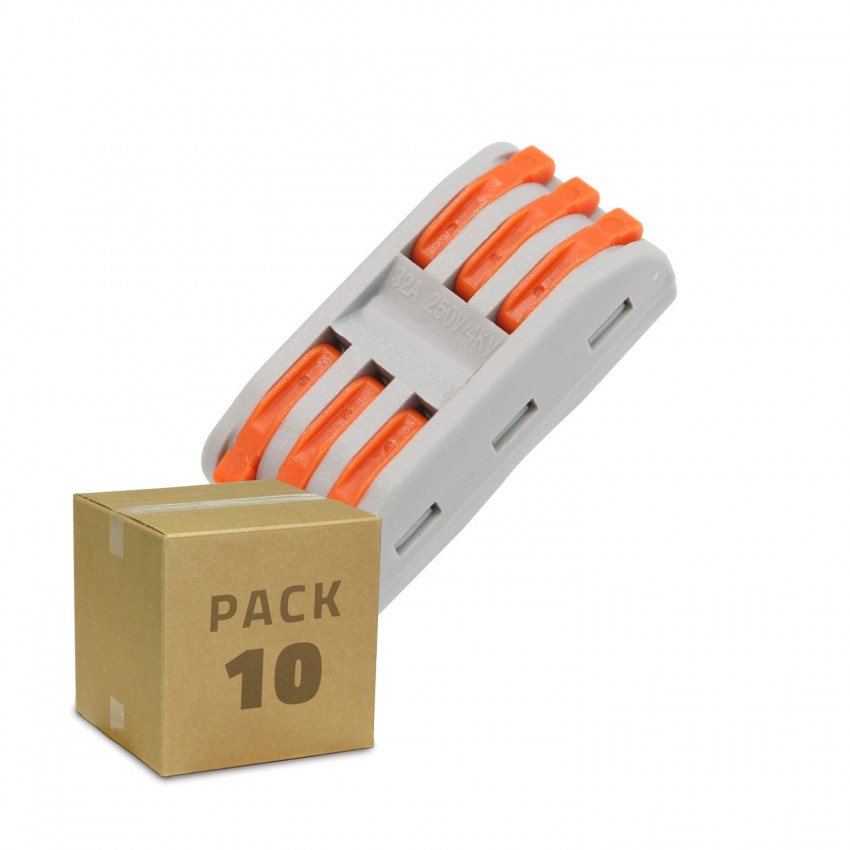 Pack 10 Quick Connectors 3 Inputs and 3 Outputs SPL-3 for Electrical Cable 0.08-4mm².