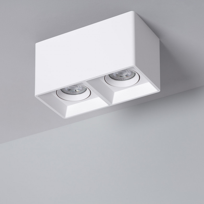 Double Sided Square Ceiling Lamp in White with GU10 Space Bulb
