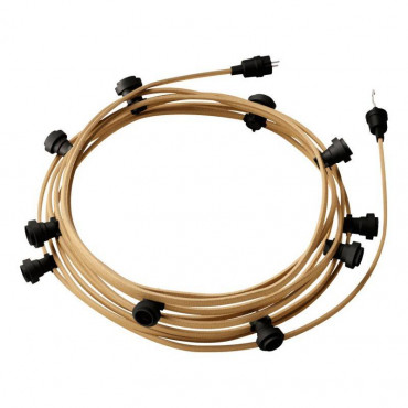 12.5m Lumet System Outdoor Garland with 10 E27 Lampholders in Black Creative-Cables CATE27N125 - Beige