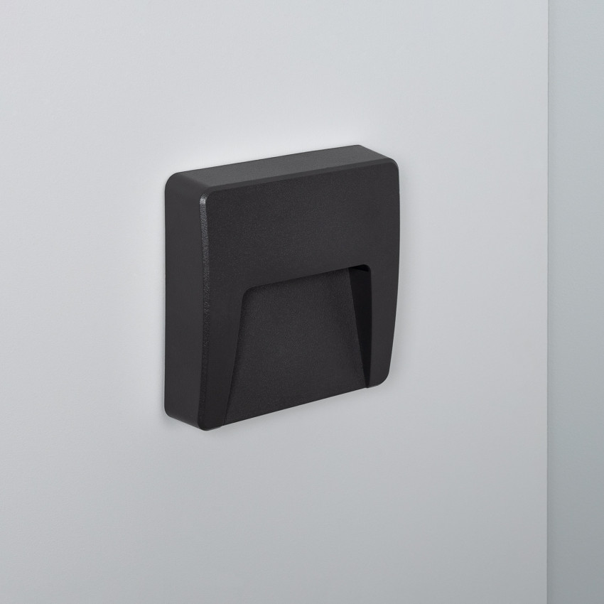 3W Dag Square Surface Black Outdoor LED Wall Light 