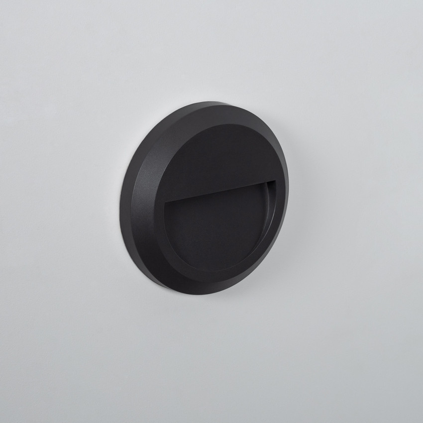 1W Edulis Round Surface Black Outdoor LED Wall Light 