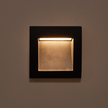 4W Leif Outdoor Square Recessed Black LED Wall Light -