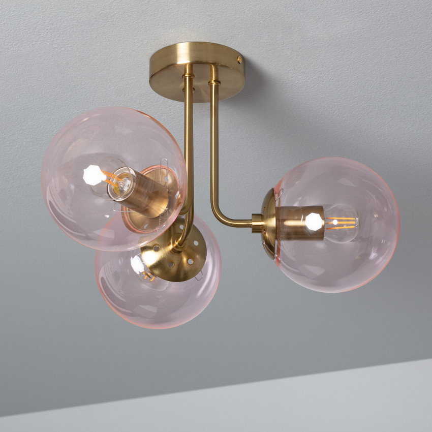 Amatler Metal & Glass 3 Spotlight Ceiling Lamp