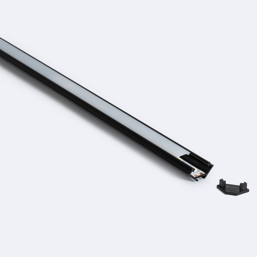 2m Black Aluminium Corner Profile for LED Strips up to 12 mm 