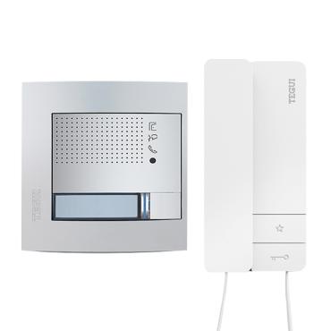 TEGUI 378131 1 House 2-Wire Audio Kit with SFERA NEW Panel and 8 Series Telephone - White